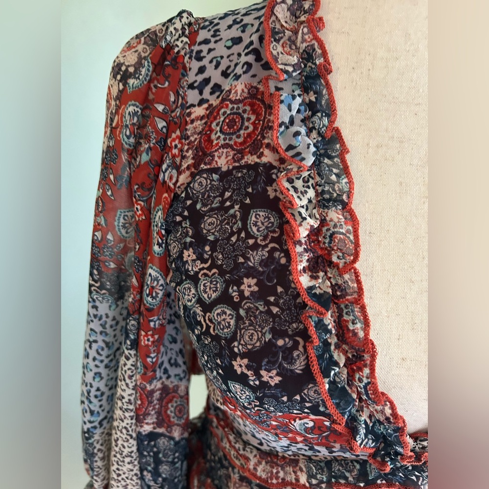 NWT Olivaceous Patchwork Open Back Minidress Smal… - image 4